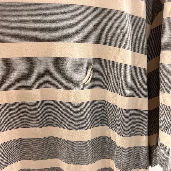 Nautica Gray and Cream Striped Short Sleeve Tee - Picture 4 of 4
